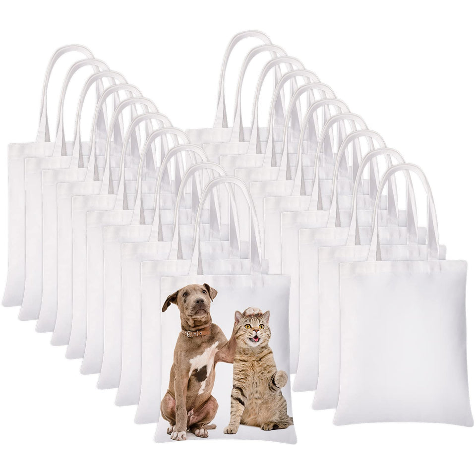 YOUKE OLA 20-piece sublimation tote bags ready for custom designs.