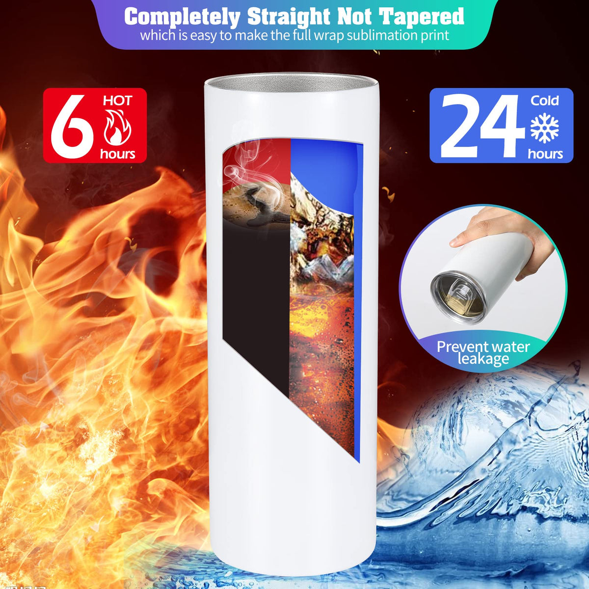 YOUKE OLA skinny tumbler with shrink wrap enables full-coverage sublimation design.
