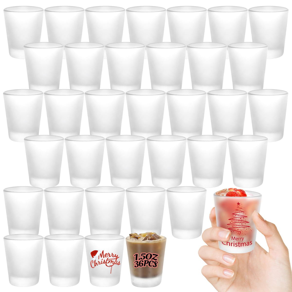 YOUKE OLA 36-pack sublimation shot glasses with heavy base for durable custom designs.