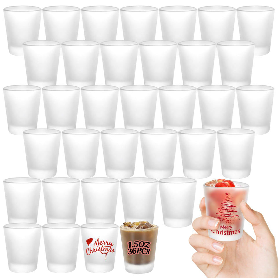 YOUKE OLA 36-pack sublimation shot glasses with heavy base for durable custom designs.