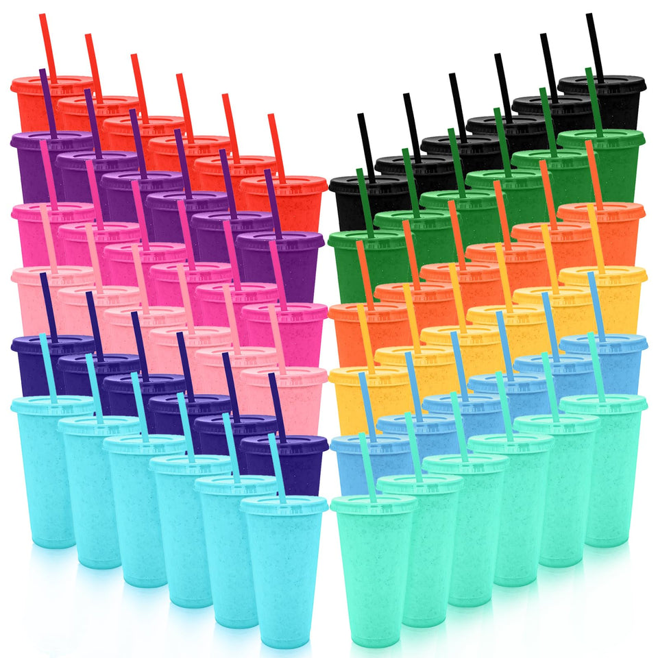 YOUKE OLA glitter cups with lids and straws for gifting and party favors.