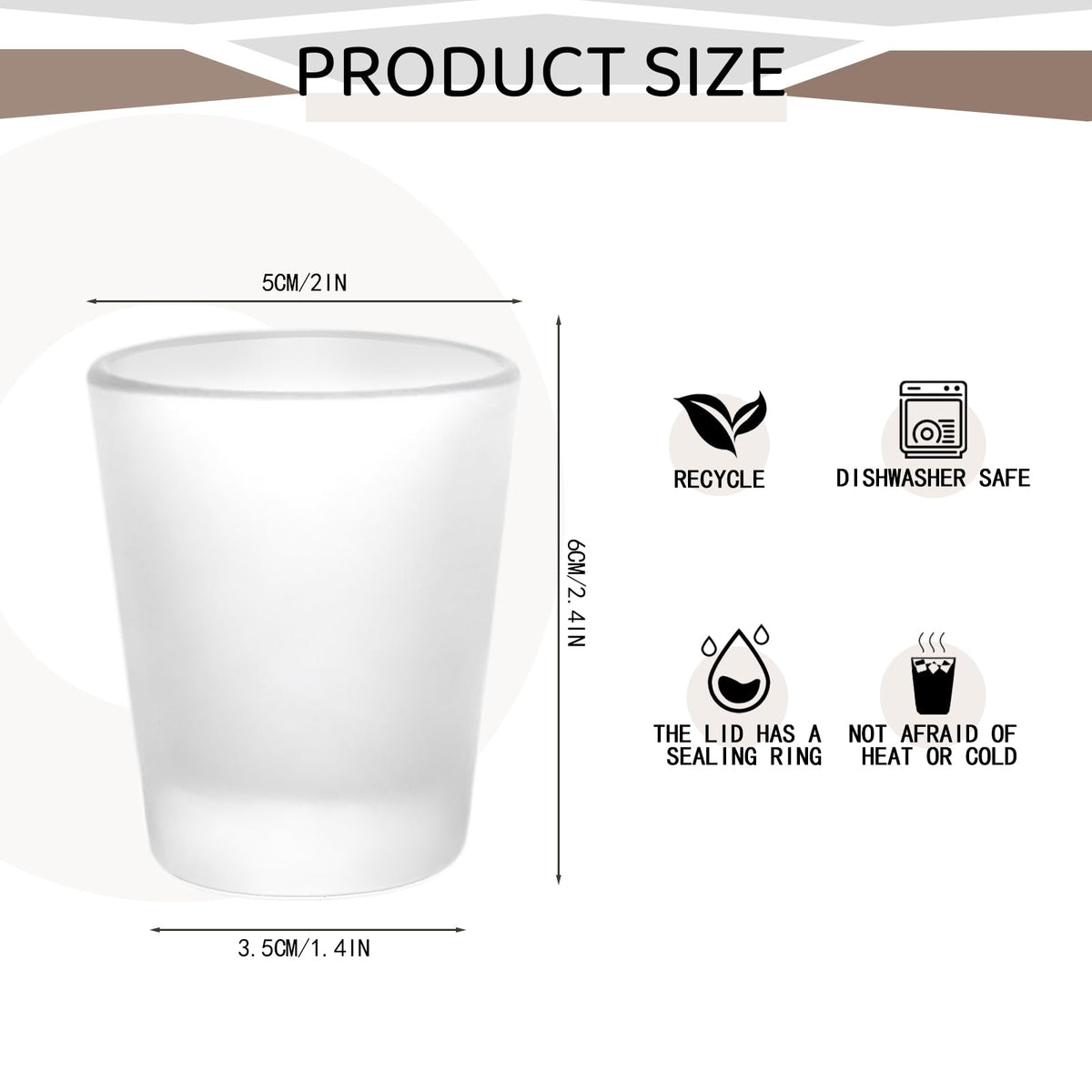 YOUKE OLA borosilicate glass shot glasses with frosted coating for long-lasting heat printing.