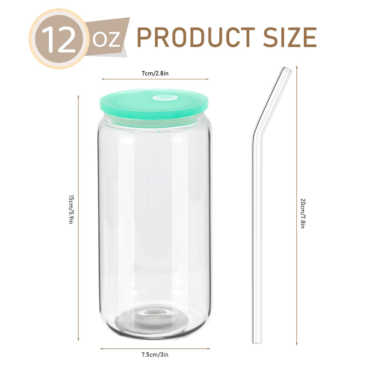 YOUKE OLA borosilicate glass straw 200mm, durable and easy to clean for iced drinks.
