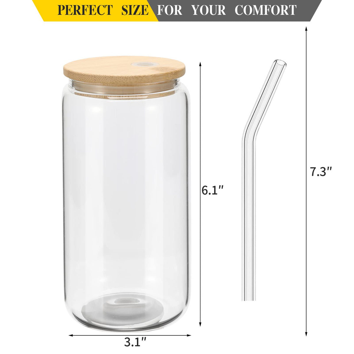 YOUKE OLA 200mm borosilicate glass straws for easy sipping