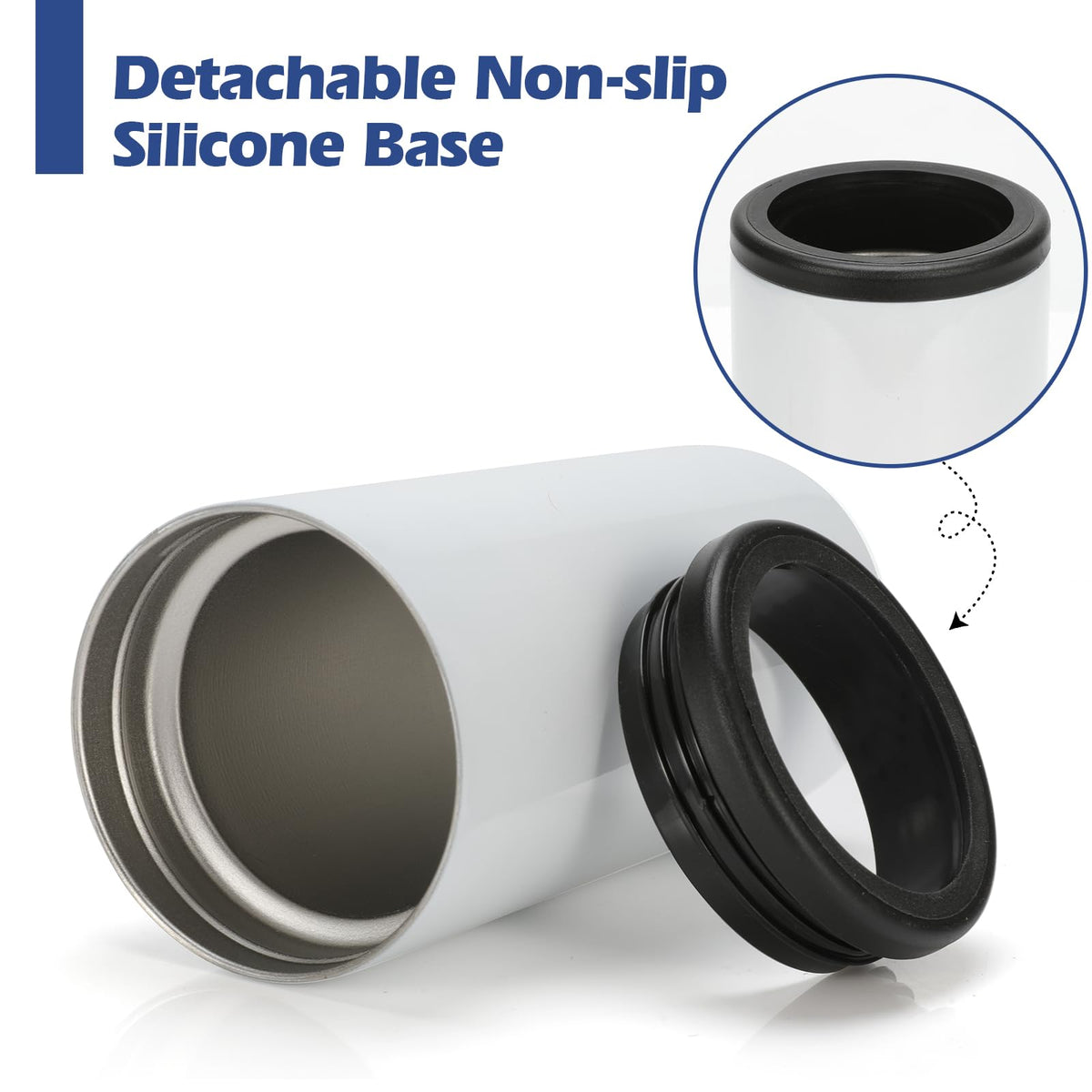 YOUKE OLA double-wall insulated can cooler reduces condensation and keeps drinks colder.