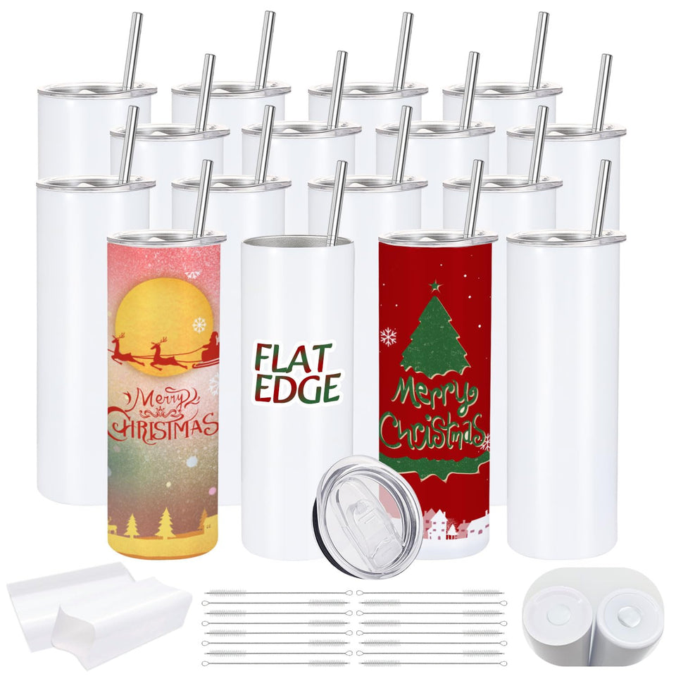YOUKE OLA flat-edge 20oz white tumbler ideal for full-wrap sublimation