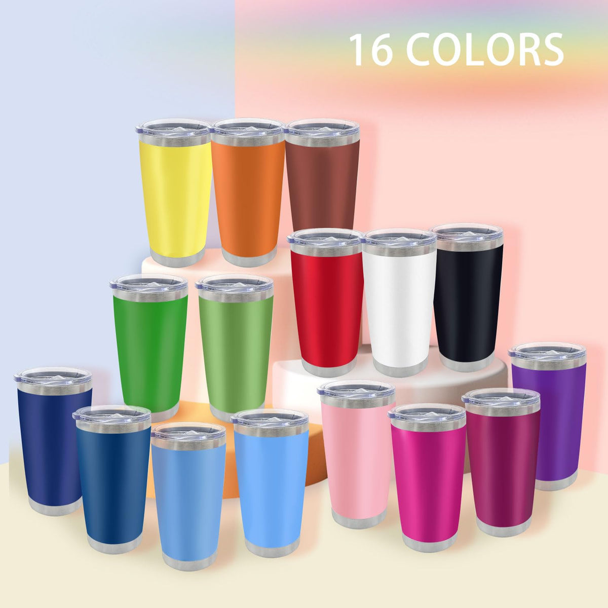 YOUKE OLA gift-ready 16-piece tumbler set with color variety