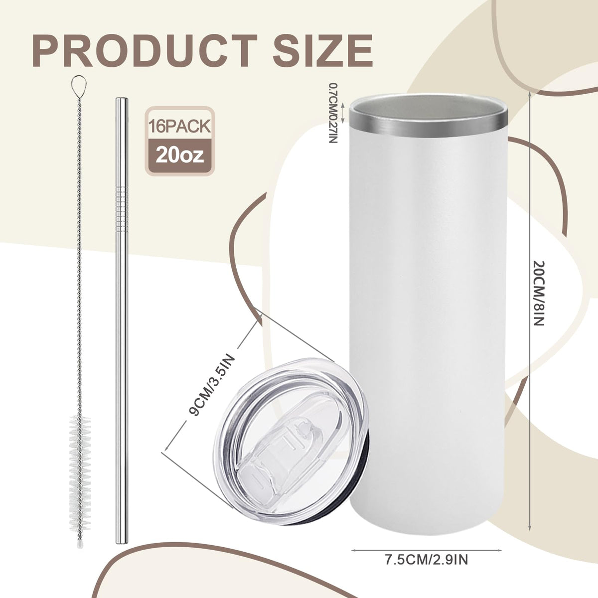 YOUKE OLA lid and straw set with white tumblers for convenient sipping
