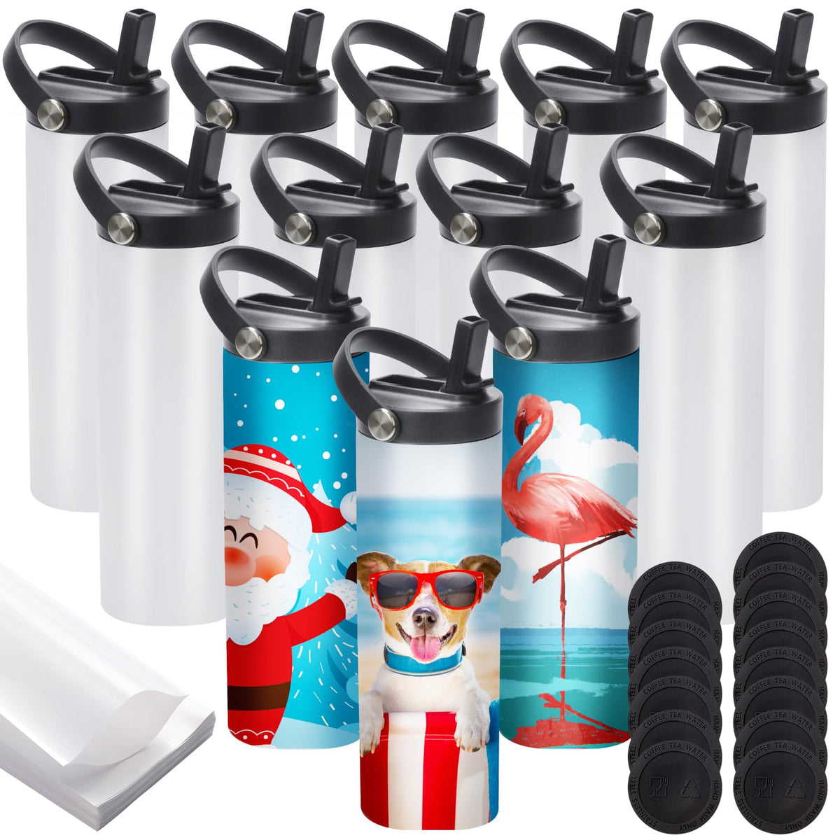 YOUKE OLA 12-pack sublimation tumbler flat edge blank for full-wrap designs