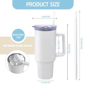 YOUKE OLA white sublimation tumbler 40oz; insulated double-walled for stability.