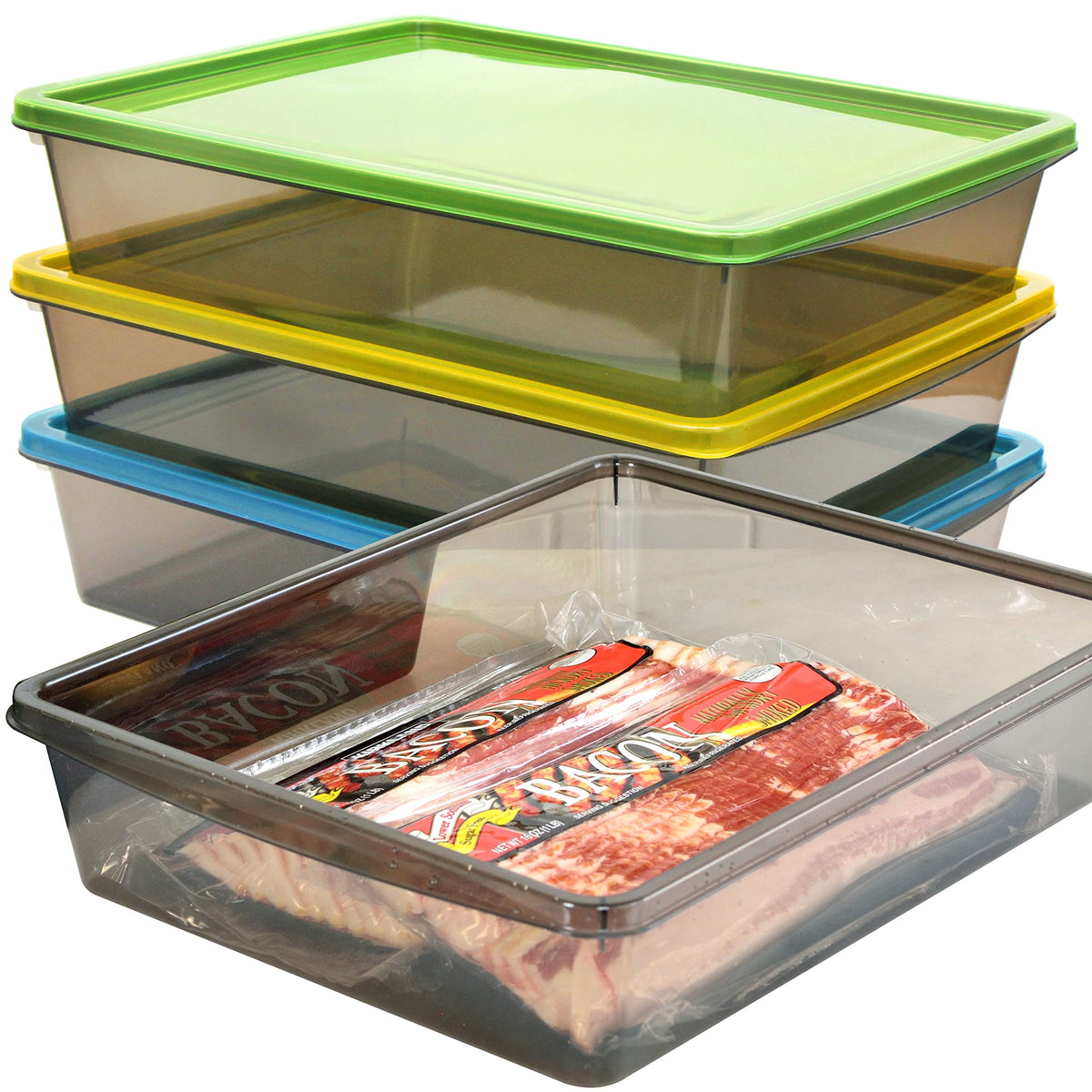 Youngever 3-pack meat containers, 1.3 gallon, ideal for meal prep and fridge organization.