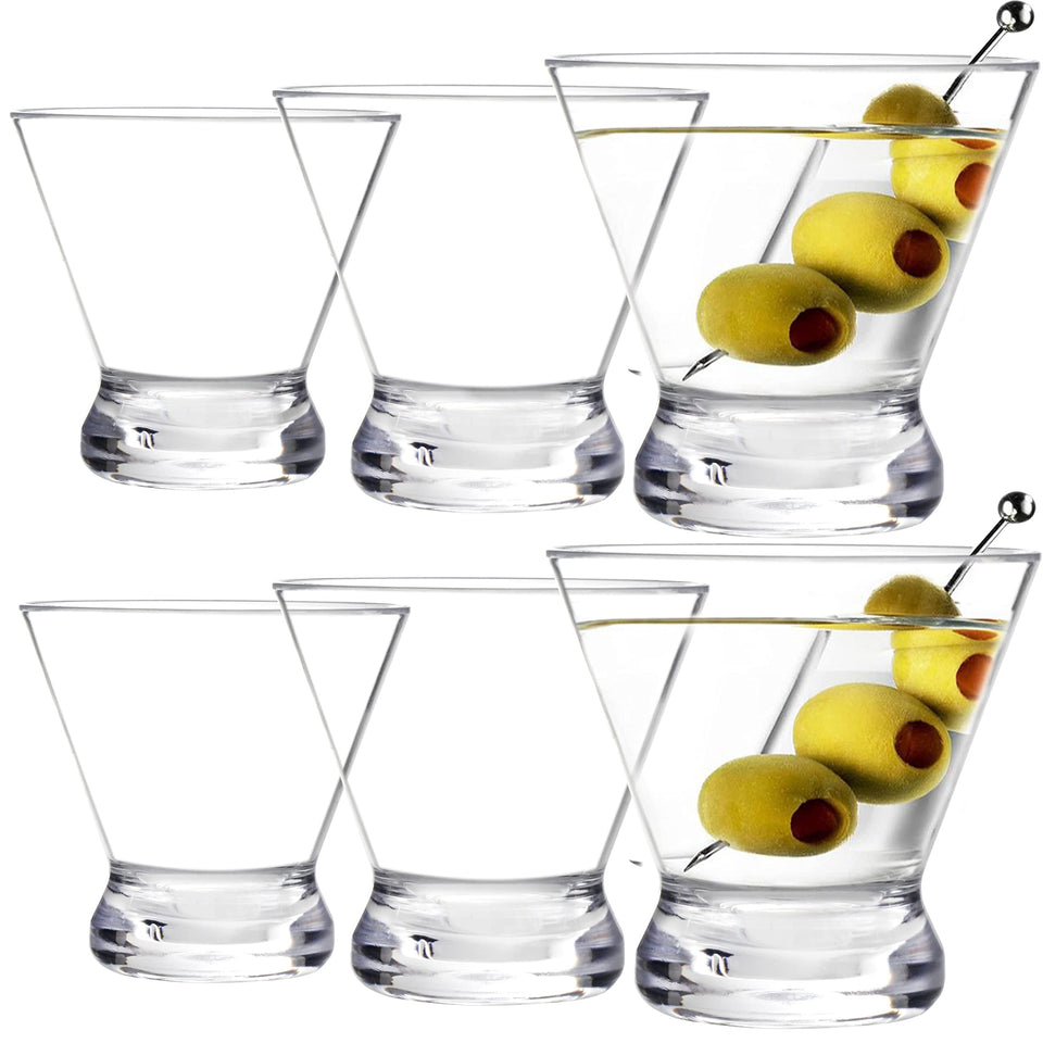 Youngever 6-pack martini glasses 10oz in a clear, shatterproof design for parties.