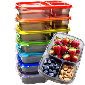 Youngever bento box with rainbow lids for organized, color coded meals