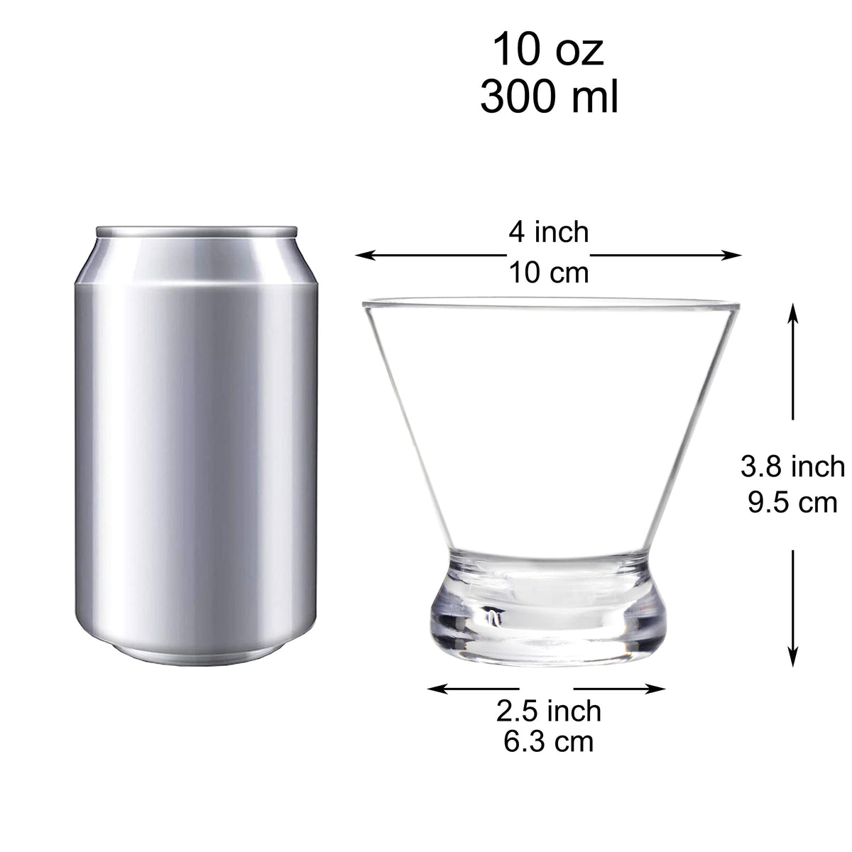 Youngever clear plastic martini glasses close-up highlighting crystal clarity and outdoor durability.