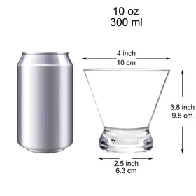 Youngever clear plastic martini glasses close-up highlighting crystal clarity and outdoor durability.