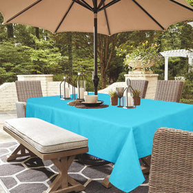 Youngseahome outdoor tablecloth aqua in 60x84 inches showing wrinkle-free protection
