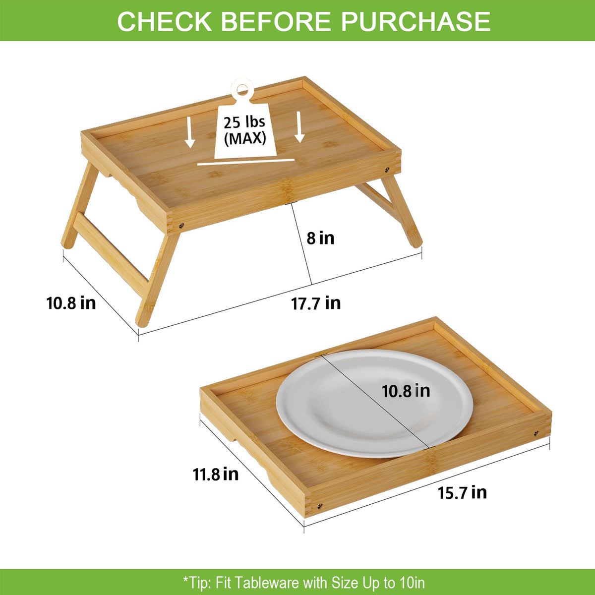 Youpehom serving tray with handles for easy transport of meals.