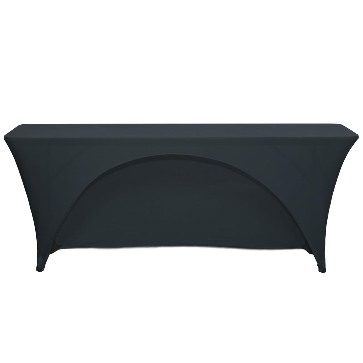 YOUR CHAIR COVERS spandex 6 ft tablecloth on a rectangular table for a sleek black finish