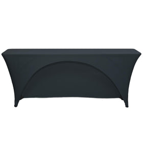 YOUR CHAIR COVERS spandex 6 ft tablecloth on a rectangular table for a sleek black finish