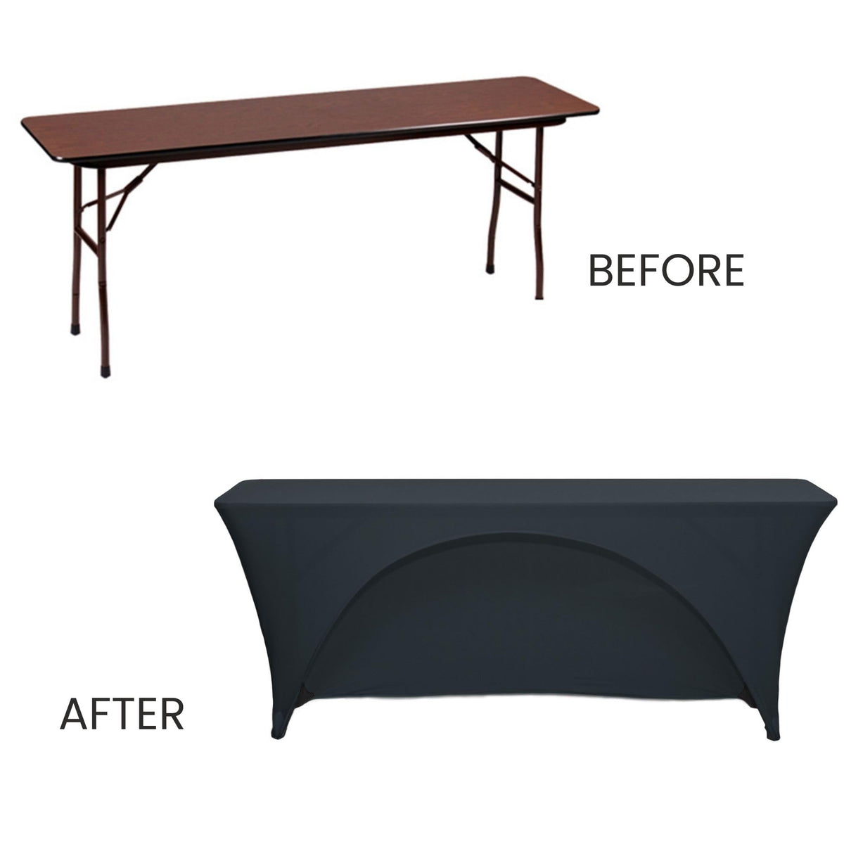 YOUR CHAIR COVERS 18-inch width fits lightweight setup on compact tables