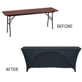 YOUR CHAIR COVERS 18-inch width fits lightweight setup on compact tables