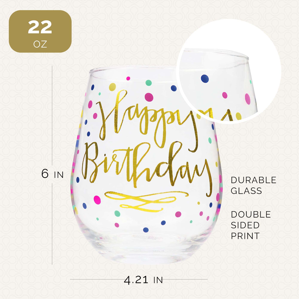 Your Dream Party Shop birthday glass for milestones, great for 21st, 30th, 40th, 50th.