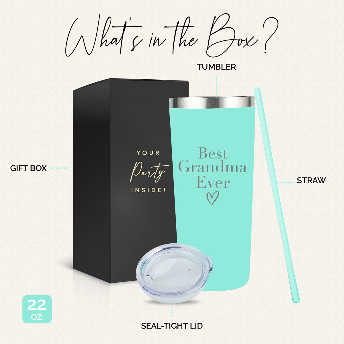 Your Dream Party Shop Best Grandma Ever design adds heartfelt charm to everyday hydration.