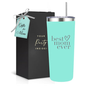 Your Dream Party Shop Best Mom Ever tumbler mint green 22oz keeps drinks at the right temperature