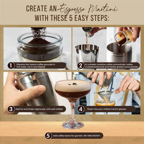 Your Dream Party Shop botanicals set image emphasizes six exotic flavors for refined martinis.
