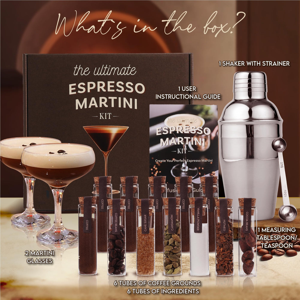 Your Dream Party Shop espresso martini kit shaker and glasses display elegant entertaining moments.