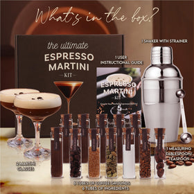 Your Dream Party Shop espresso martini kit shaker and glasses display elegant entertaining moments.
