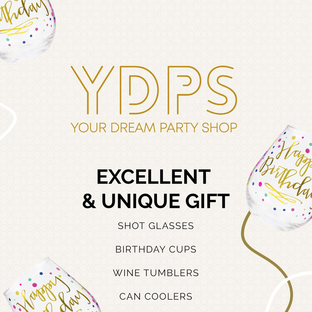 Your Dream Party Shop gift-ready birthday glass, perfect for gifting and celebrations.