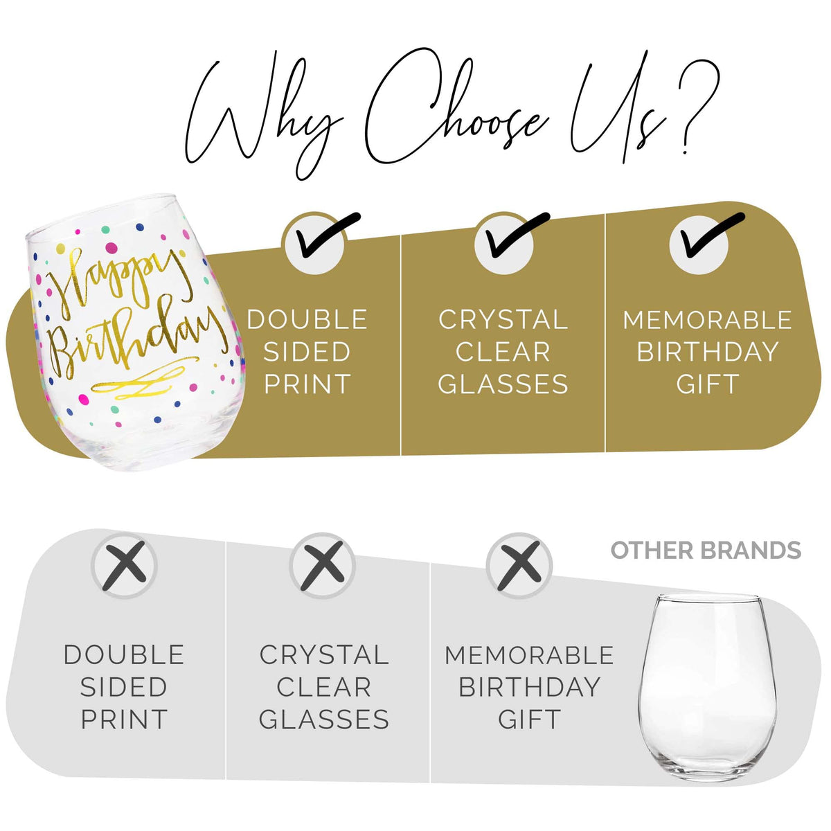 Your Dream Party Shop stemless glass with gold foil, a stylish party accessory.