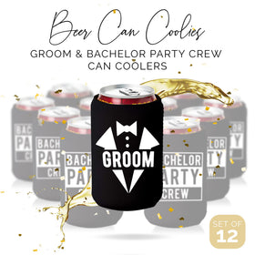 Your Dream Party Shop closeup graphics on can coolers highlighting durable materials