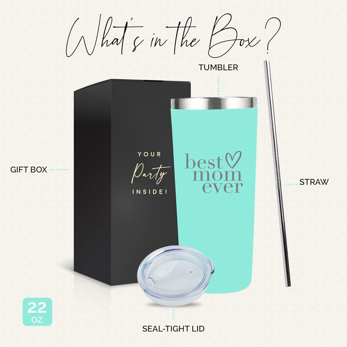 Your Dream Party Shop Best Mom Ever tumbler features durable stainless steel for daily use