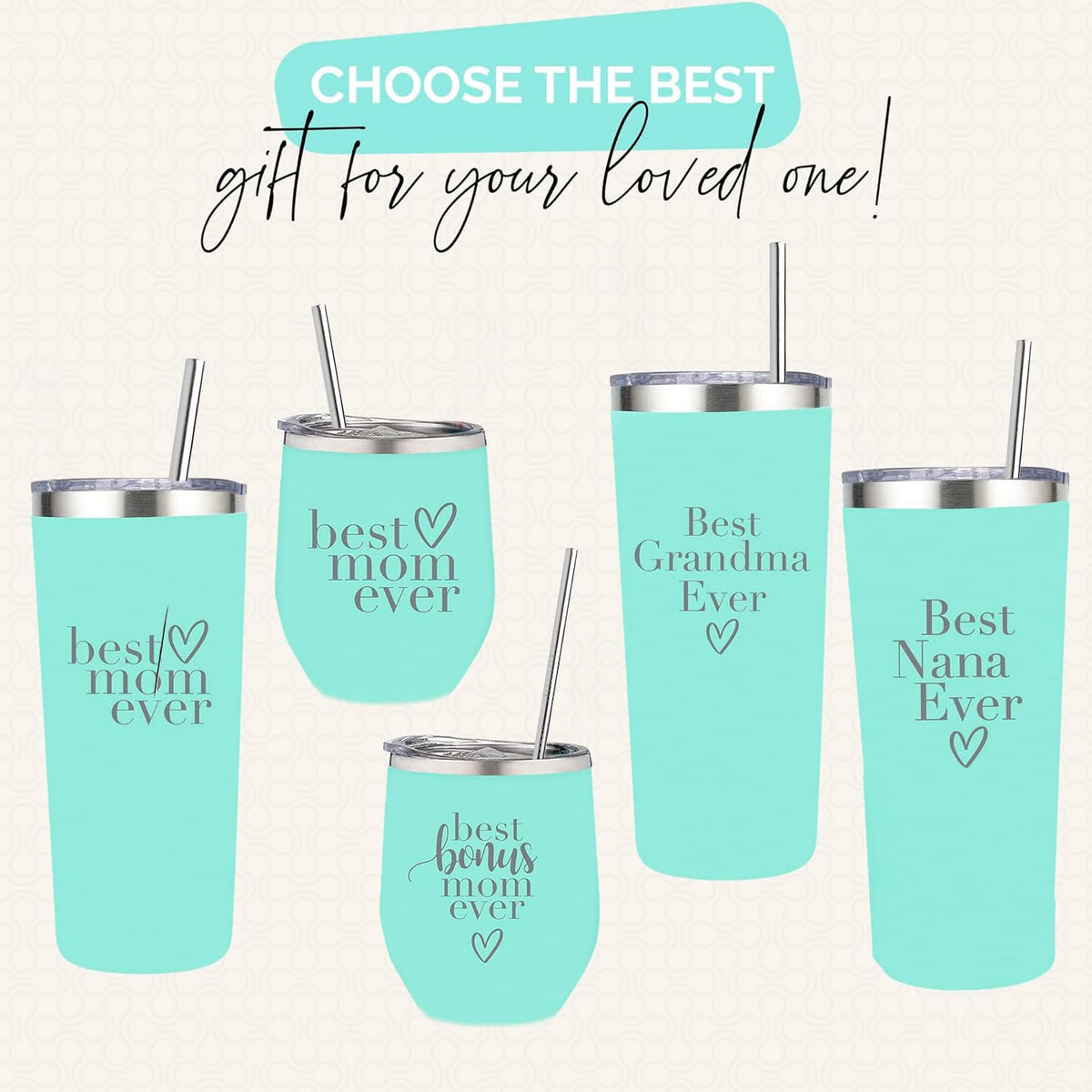 Your Dream Party Shop Best Mom Ever tumbler mint green is perfect for coffee or water on the move