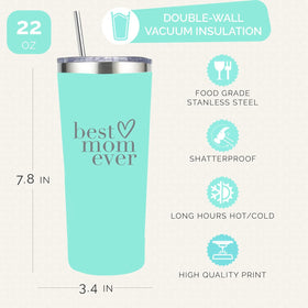 Your Dream Party Shop Best Mom Ever tumbler mint green with lid and straw for easy sipping