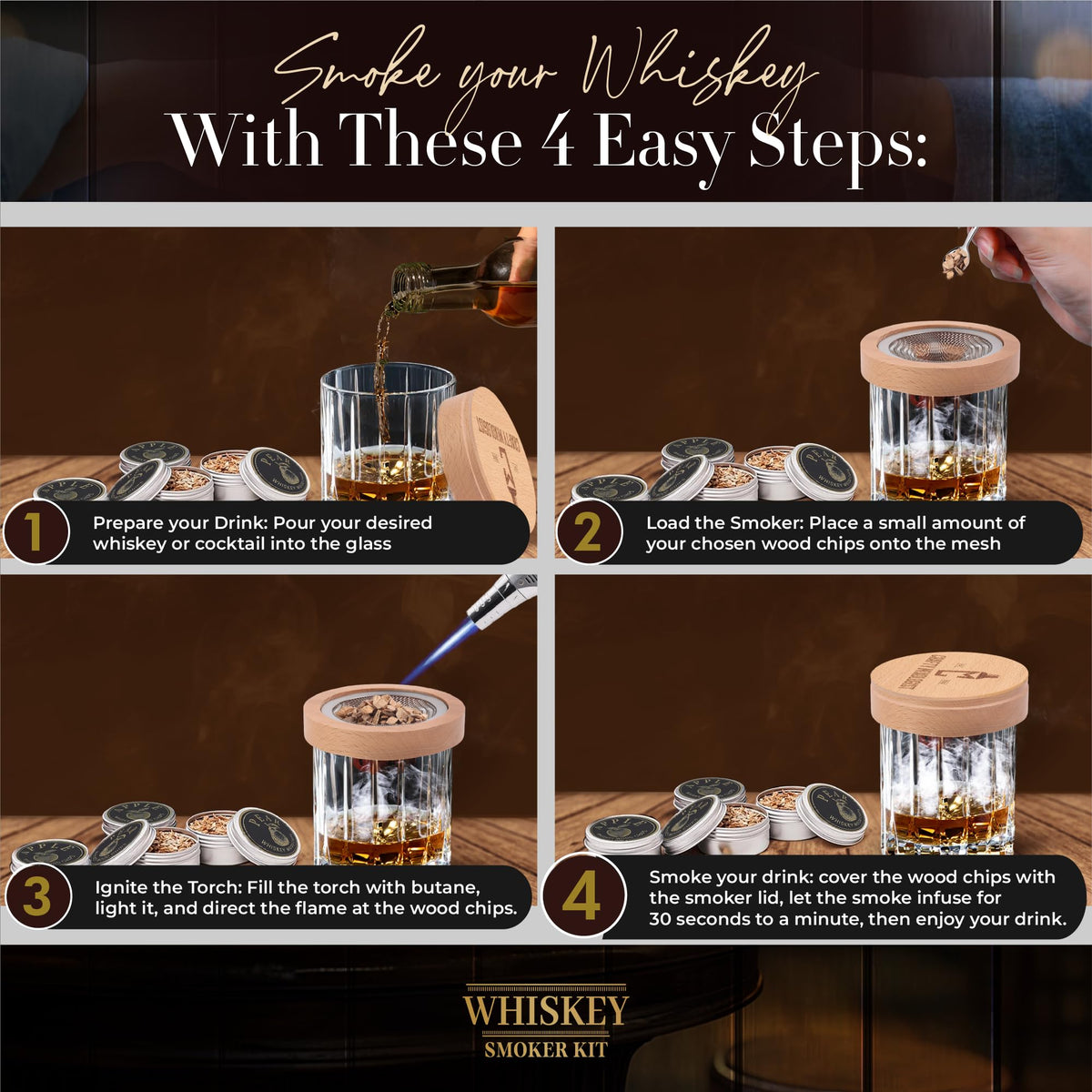 Your Dream Party Shop oak wood chips on display for a classic bourbon finish.