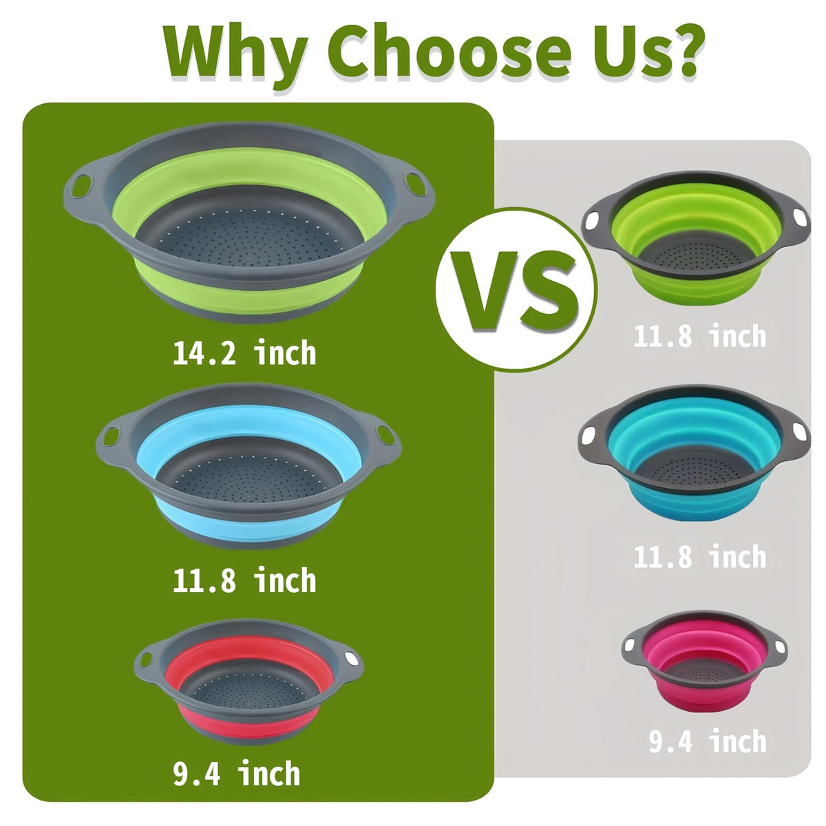 Youxiupinpai silicone colander 4qt blue expanded ideal for washing vegetables with space-saving design.