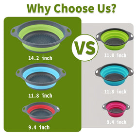 Youxiupinpai silicone colander 4qt blue expanded ideal for washing vegetables with space-saving design.