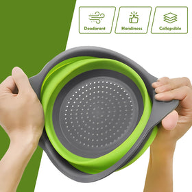 Youxiupinpai silicone colander drains pasta quickly with a perforated base.