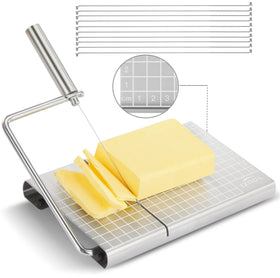 YouZi stainless steel cheese slicer with grid scale delivers precise, even slices.