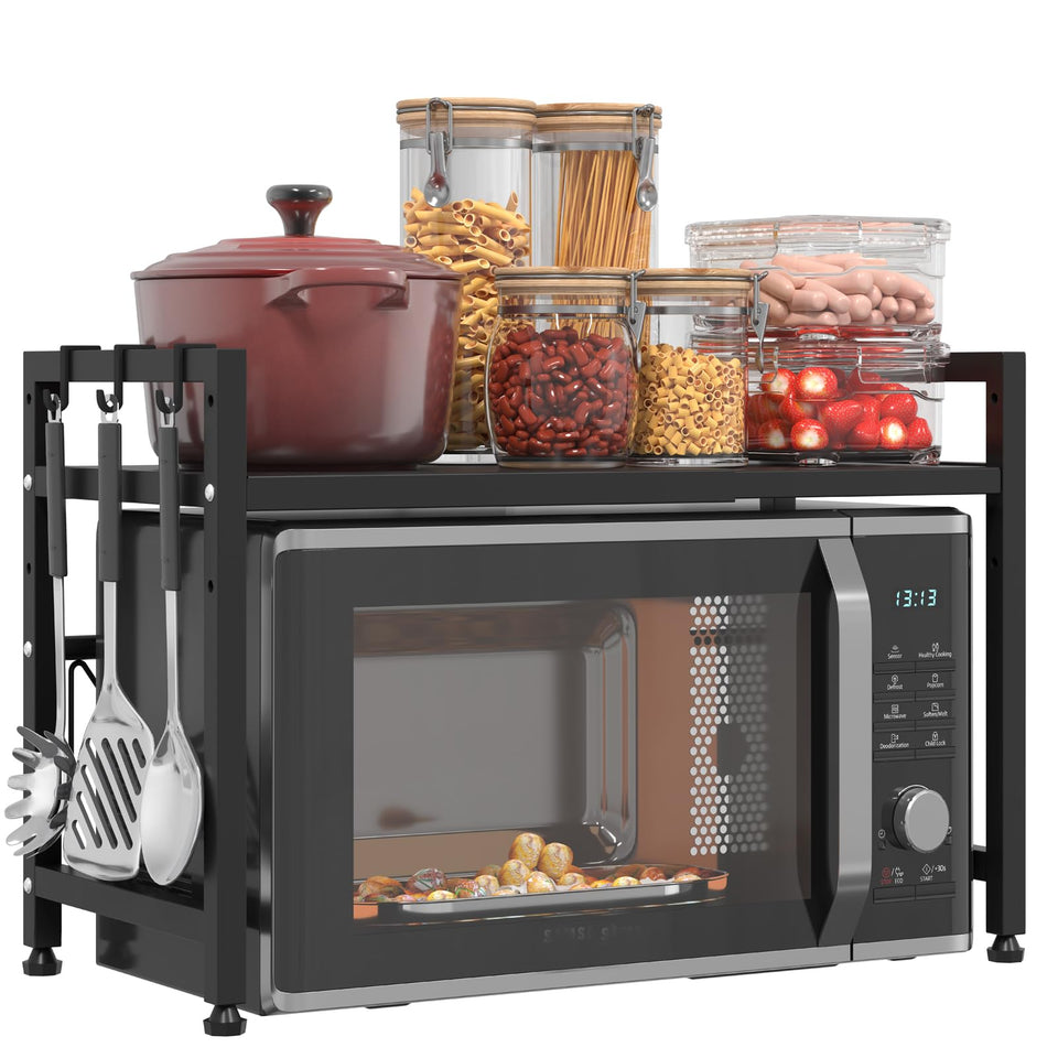 YOWAA Extendable Microwave Oven Stand shows space saving versatility for busy kitchens