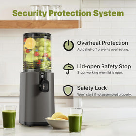 YOYDS cold press juicer 1L pulp container reduces interruptions during prep.