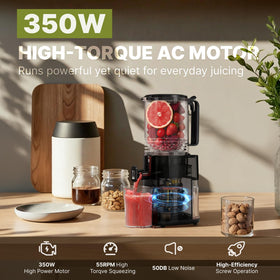 YOYDS cold press juicer highlights high juice yield with minimal pulp.