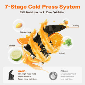 YOYDS 99-percent juice-yield helps maximize fresh juice from produce.