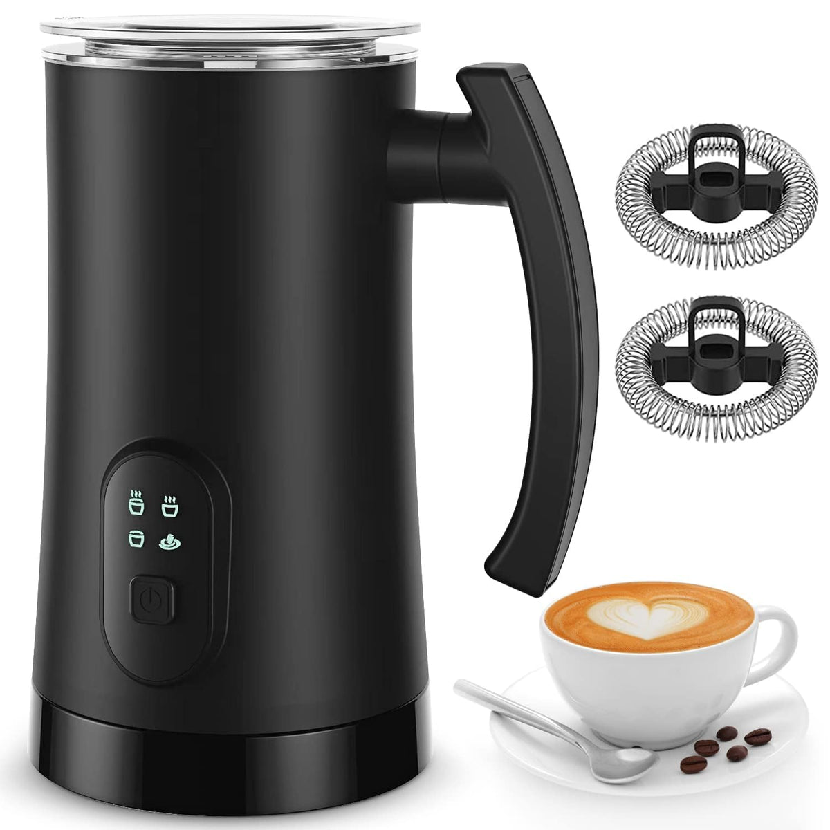 Yoyomax electric milk frother 4-in-1 heats milk for smooth coffee foam
