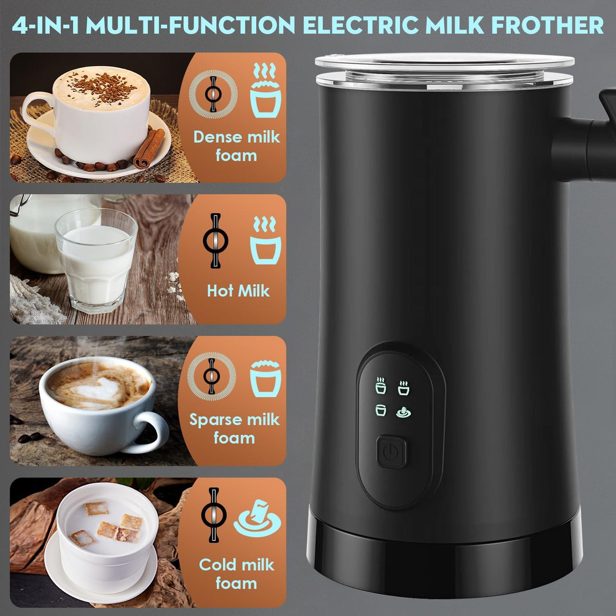 Yoyomax electric milk frother hot foam mode for airy latte foam