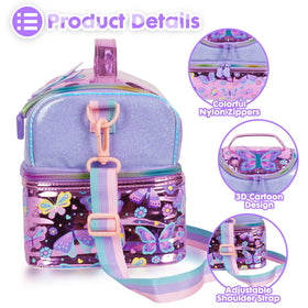YOYTOO butterfly lunch bag adjustable strap offers versatile crossbody carrying.