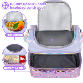 YOYTOO butterfly lunch bag top compartment reveals fruits and snacks stay fresh.
